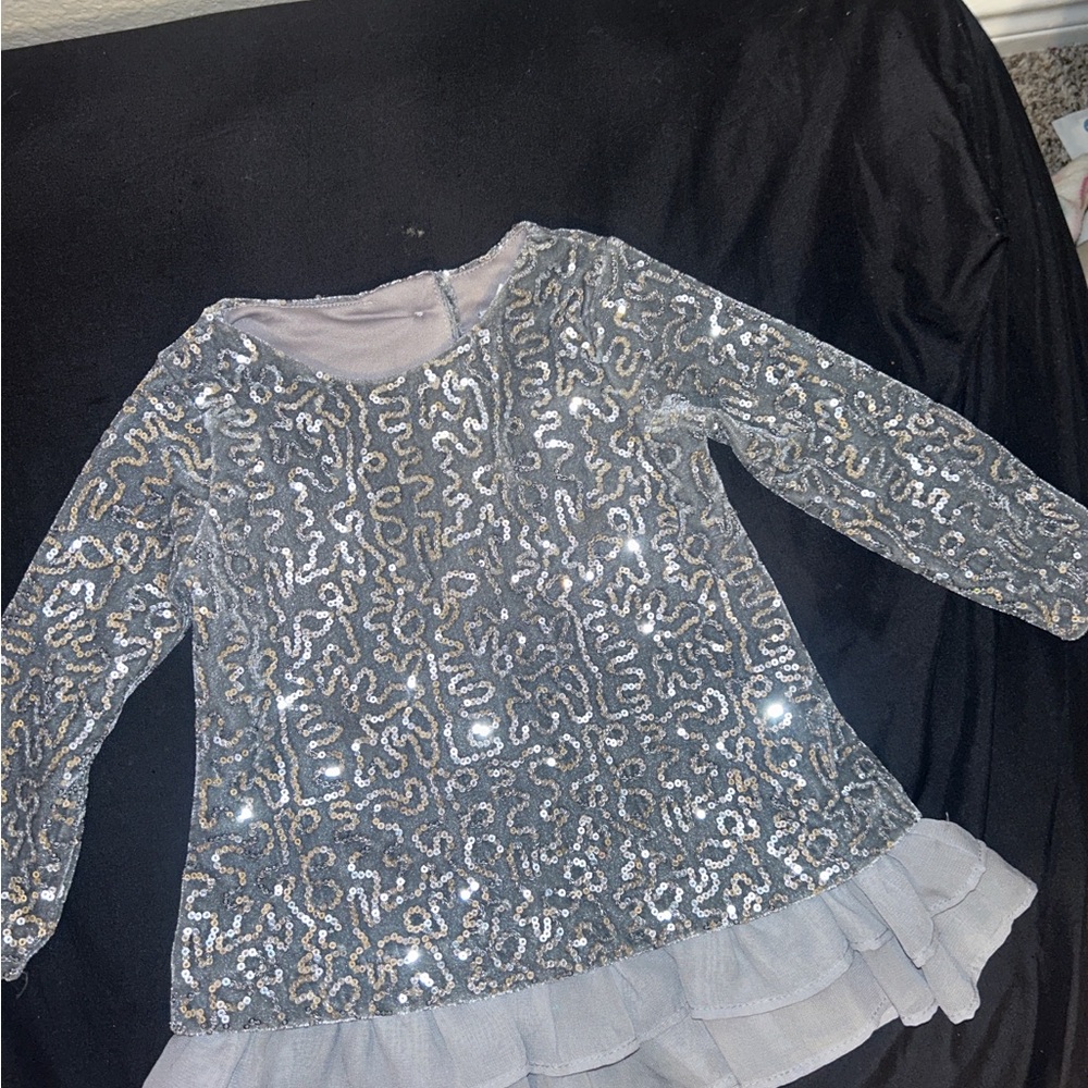 Rare Editions Silver Sequin Kids Blouse